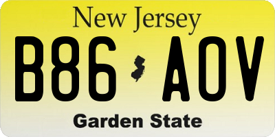 NJ license plate B86AOV