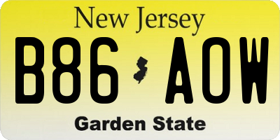 NJ license plate B86AOW