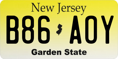 NJ license plate B86AOY