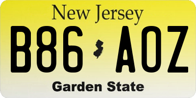 NJ license plate B86AOZ