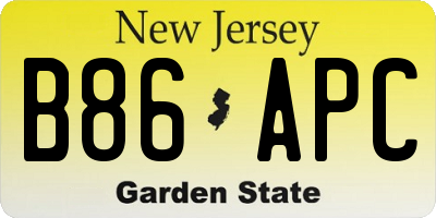 NJ license plate B86APC