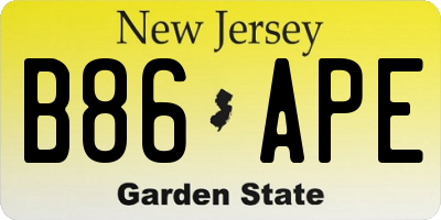 NJ license plate B86APE