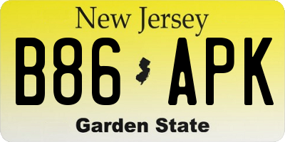 NJ license plate B86APK