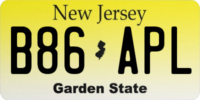 NJ license plate B86APL
