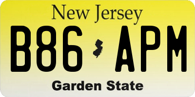 NJ license plate B86APM
