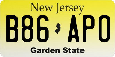 NJ license plate B86APO