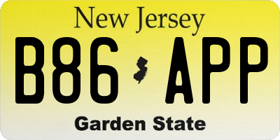 NJ license plate B86APP