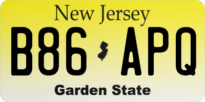 NJ license plate B86APQ