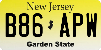 NJ license plate B86APW