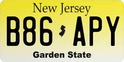 NJ license plate B86APY