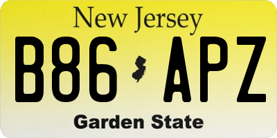 NJ license plate B86APZ