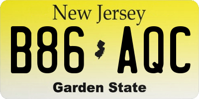 NJ license plate B86AQC