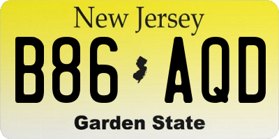 NJ license plate B86AQD
