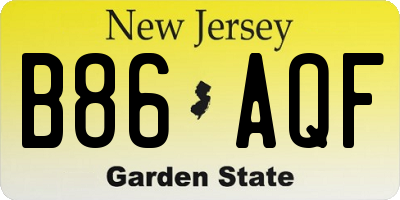 NJ license plate B86AQF