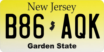 NJ license plate B86AQK