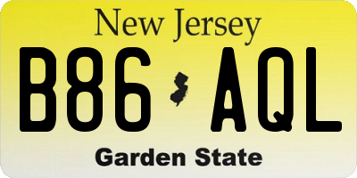 NJ license plate B86AQL