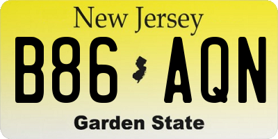 NJ license plate B86AQN