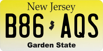 NJ license plate B86AQS