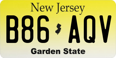 NJ license plate B86AQV