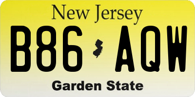 NJ license plate B86AQW