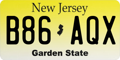 NJ license plate B86AQX