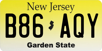 NJ license plate B86AQY