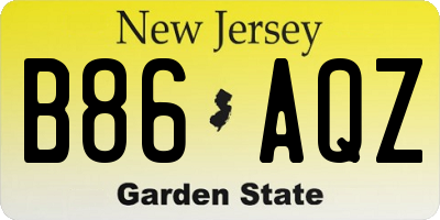 NJ license plate B86AQZ