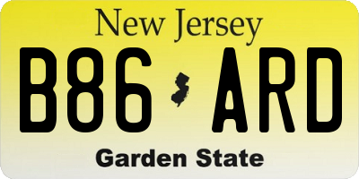 NJ license plate B86ARD