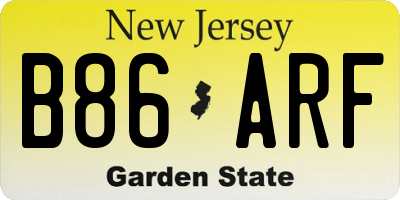 NJ license plate B86ARF