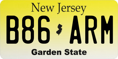 NJ license plate B86ARM