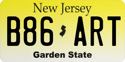 NJ license plate B86ART
