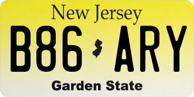 NJ license plate B86ARY