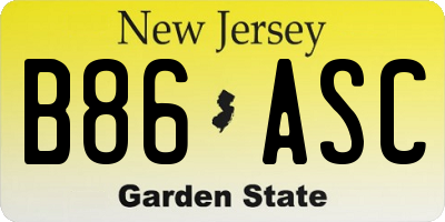 NJ license plate B86ASC