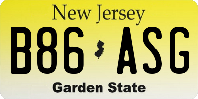NJ license plate B86ASG