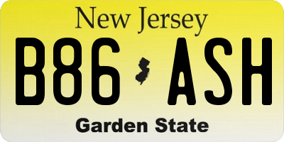 NJ license plate B86ASH