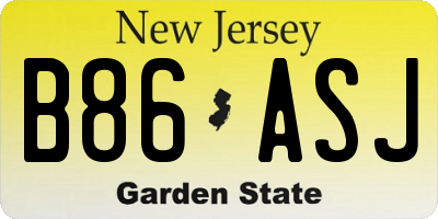 NJ license plate B86ASJ