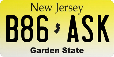 NJ license plate B86ASK