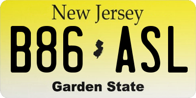 NJ license plate B86ASL