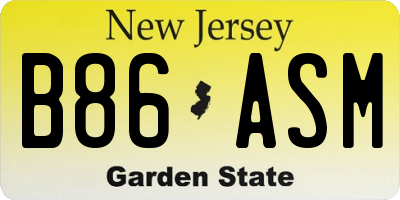 NJ license plate B86ASM