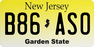 NJ license plate B86ASO