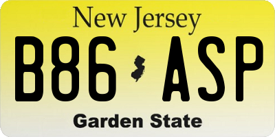 NJ license plate B86ASP