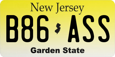 NJ license plate B86ASS