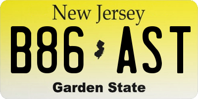 NJ license plate B86AST