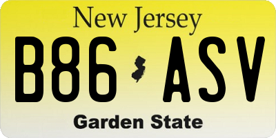 NJ license plate B86ASV