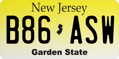 NJ license plate B86ASW