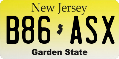 NJ license plate B86ASX