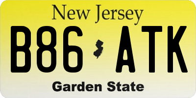 NJ license plate B86ATK
