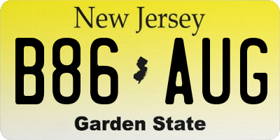 NJ license plate B86AUG