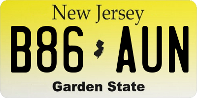 NJ license plate B86AUN