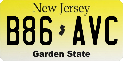 NJ license plate B86AVC